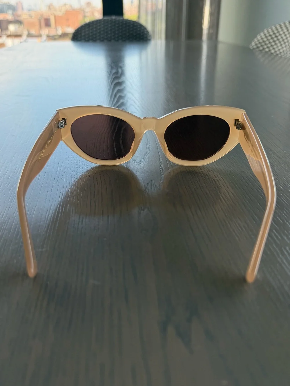 Massimo Dutti Peachy Cream Cat-Eye Sunglasses with Dark Lenses